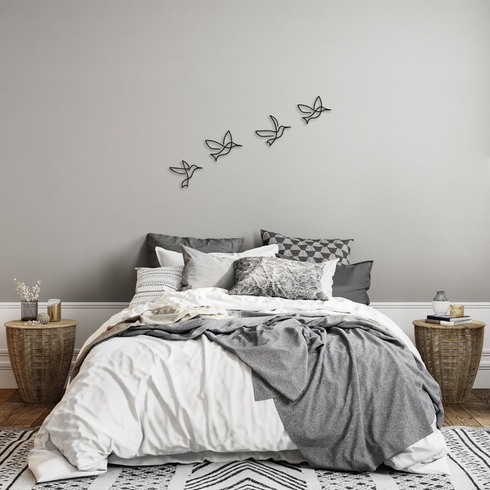 Wallity Birds - 304 Escultura de pared de metal negra